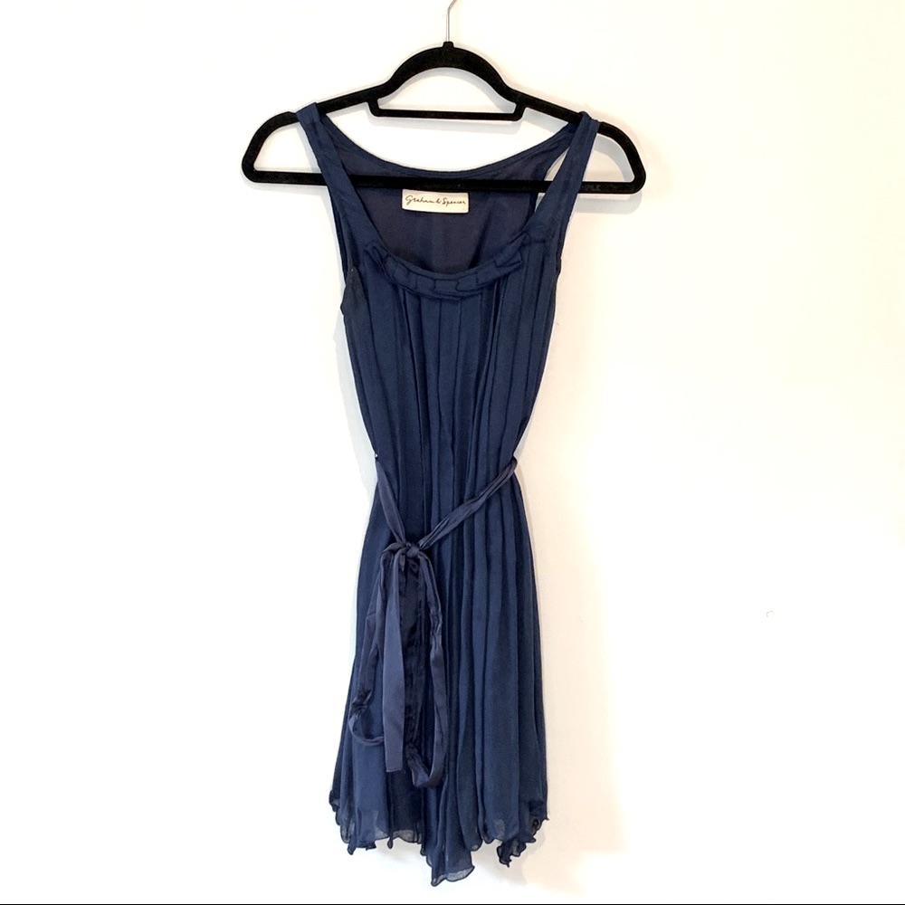 Pleated Flowy Dress W/ Removable Ribbon Belt